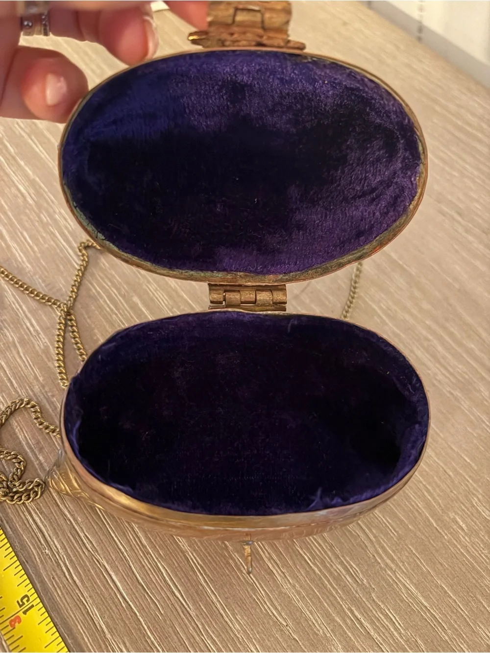 Vintage 1930s Art Deco embossed brass & copper pillow purse